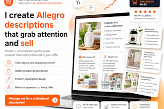 create an allegro product listing with SEO title, description and attributes