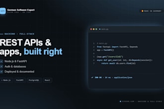 full stack web app and rest API development nodejs or python
