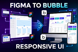 convert figma to bubble io responsive engine, bubble web app saas ui design