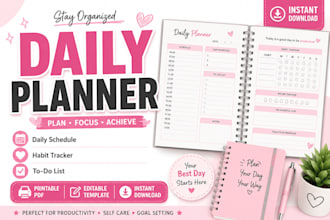 create printable daily planner, digital planner,