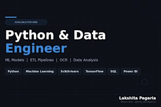 build python data pipelines, ml models, and etl scripts