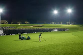 design luxury golf course, golf resort, night golf layout and 3d golf rendering
