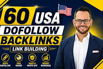 create 60 USA dofollow backlinks manually for SEO link building