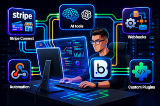 setup bubble api connector, bubble integrations stripe connect and custom plugin