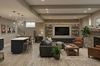 3d basement design with realistic rendering walkthrough video