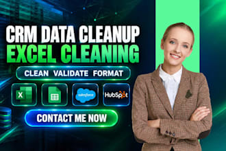 do CRM data cleanup, excel data cleaning and spreadsheet formatting