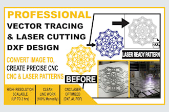 do professional vector tracing and laser cutting dxf design