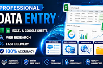 be your virtual assistant for data entry and excel tasks