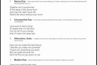 write catchy hooks or full song lyrics for your songs