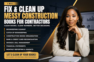 fix, clean up messy construction quickbooks for contractors