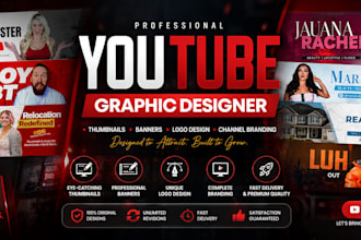 design youtube banner or channel art and logo