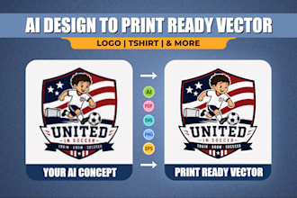 convert ai generated logo t shirt design to print ready vector