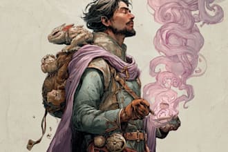 create professional illustration and characters, human made