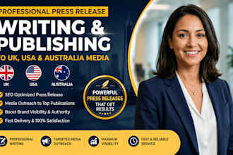 write press release and publish to uk, usa, australia media outreach