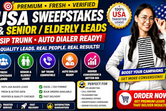 premium newly fresh sweepstak leads, sip trunk, auto dailer, usa elderly leads