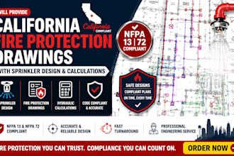 california fire protection drawings with sprinkler design and calculations
