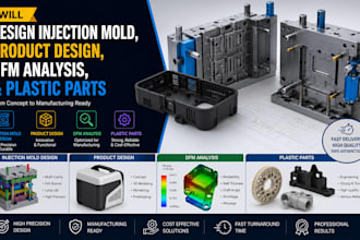 design injection mold, product design, dfm analysis, and plastic parts