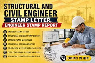 structural and civil engineer stamp letter, engineer stamp report, stamped plan