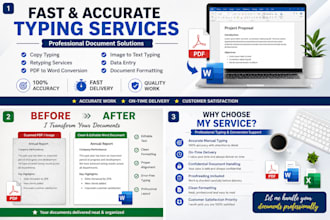 provide fast typing, retyping and copy typing services