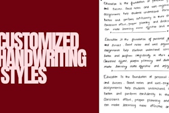 professionally handwritten notes, assignment and letters
