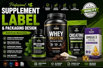 design supplement label packaging protein vitamin bottle jar