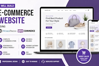 ecommerce website wordpress website shopify website woocommerce store and blogs