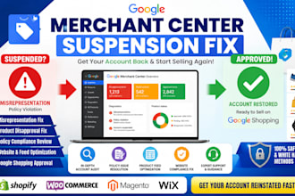 fix google merchant center suspension and merchant center misrepresentation