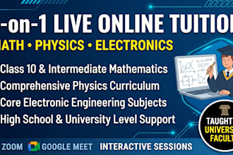 provide one to one online tutoring for math, physics , electronics