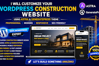 customize wordpress construction website using astra and generatepress theme
