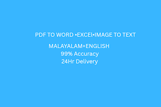do fast and accurate data entry and typing in english and malayalam