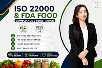 provide iso 22000 haccp and fda food facility registration