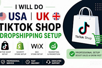 do USA UK tik tok shop dropshipping setup tiktok shop shopify wix markrting