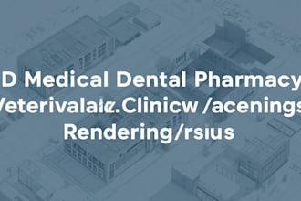 create 3d medical, dental, pharmacy, and veterinary clinic autocade  renderings