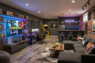 do 3d basement remodeling man cave cinema media lounge game room redesign