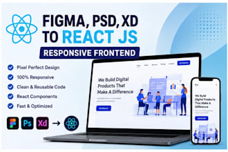 convert figma, PSD or xd to react js frontend