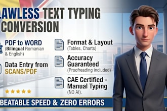 do flawless english and romanian audio transcription or text typing