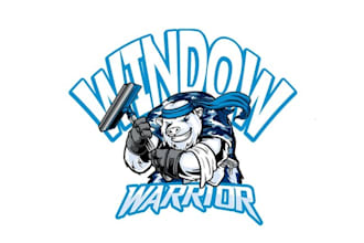 do window cleaning service logo with a polar bear in urban