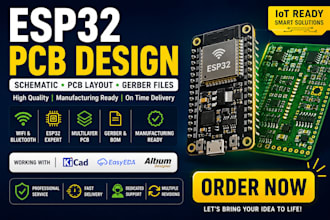 design esp32 pcb, schematic, pcb layout, and iot hardware