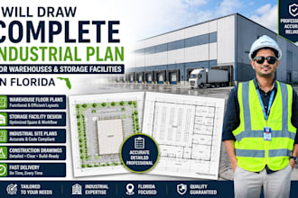 draw complete industrial plan for warehouses and storage facilities in florida