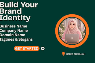 create unique business name, brand name, slogan and domain