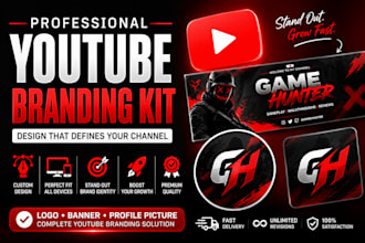 design a custom professional youtube branding kit and banner