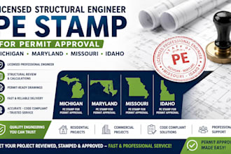 licensed structural engineer pe stamp for michigan, maryland, issouri, idaho