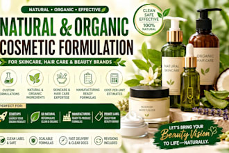 develop organic cosmetic formulations for skincare and hair care brands