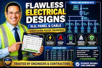 design electrical drawings, single line diagram, panel schedule and cable sizing
