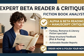 beta read your fiction book and be your fantasy beta reader or alpha reader