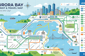design transit maps, transportation maps, bus routes and route planning maps