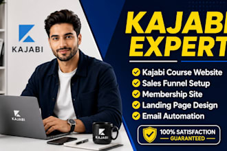build kajabi online course website, kajabi membership site and  funnel