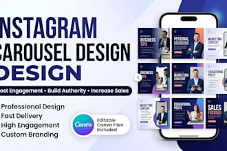 instagram carousel post design for engagement, growth, branding and sales canva