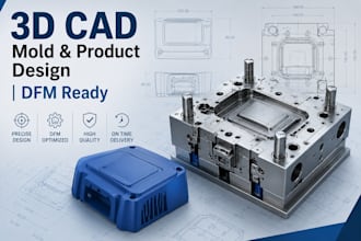 design 3d cad molds injection mold and product design with dfm for manufacturing