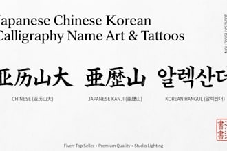 create japanese chinese and korean calligraphy name art